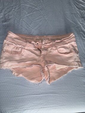 Dollhouse Pale Pink Distressed Denim Cutoff Shorts